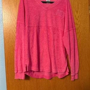 Pink V-Neck Women's Terry cloth sweatshirt